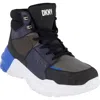 Dkny Men's Mixed Media Two Tone Lightweight Sole Hi Top Sneakers In Grey/blue