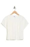 Dkny Mixed Media Knit Top In Neutral