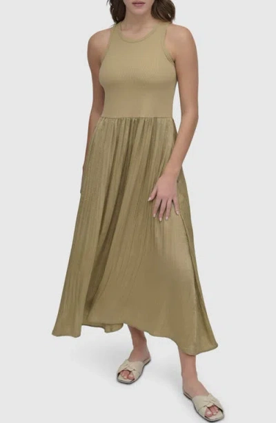 Dkny Mixed Media Maxi Dress In Neutral