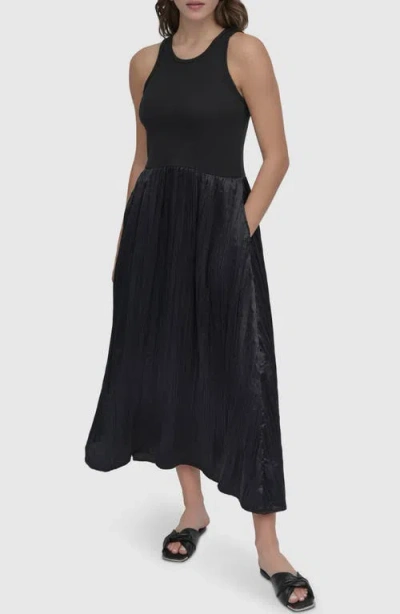 Dkny Mixed Media Maxi Dress In Black