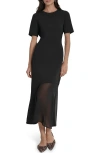 Dkny Mixed Media Maxi Dress In Black