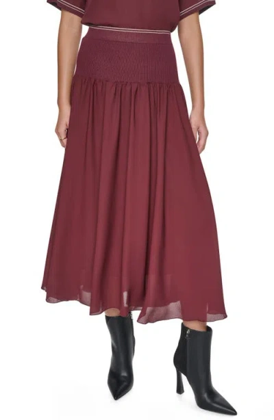 Dkny Mixed Media Skirt In Red