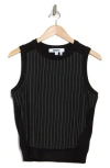 Dkny Mixed Media Sleeveless Sweater In Black