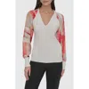 Dkny Mixed Media Sweater In Ivory/pane