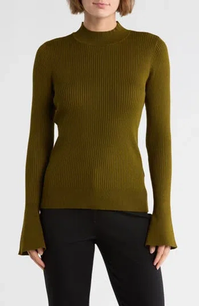 Dkny Mock Neck Bell Sleeve Sweater In Green