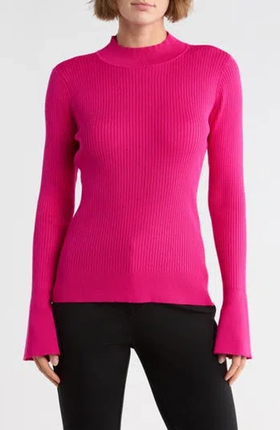 Dkny Mock Neck Bell Sleeve Sweater In Pink