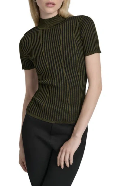 Dkny Mock Neck Knit Top In Multi