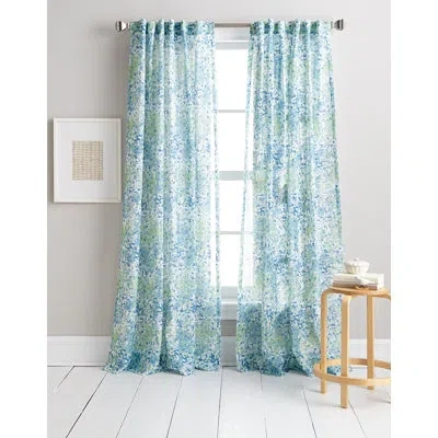 Dkny Modern Botanical Floral Semi-sheer Rod Pocket Single Curtain Panel In Blue