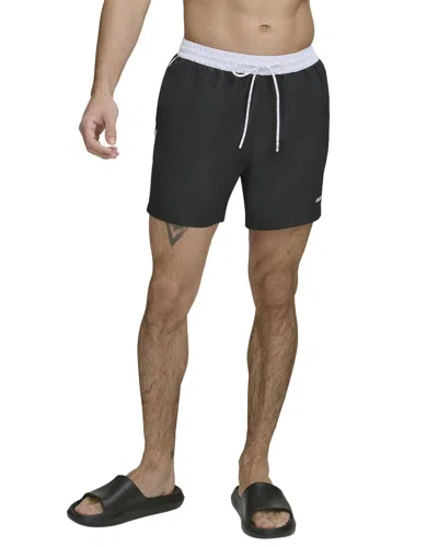 Dkny Modern Euro Swim Trunk In Black