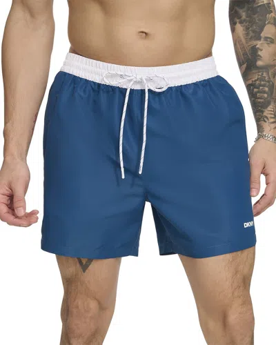 Dkny Modern Euro Swim Trunk In Blue