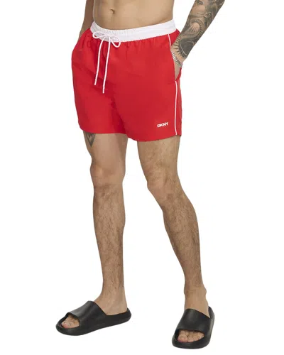 Dkny Modern Euro Swim Trunk In Red