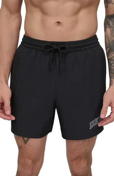 Dkny Modern Euro Swim Trunks In Black