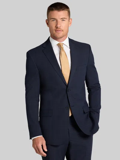 Dkny Modern Fit Plaid Suit Navy Plaid - Size: 44 Short In Blue