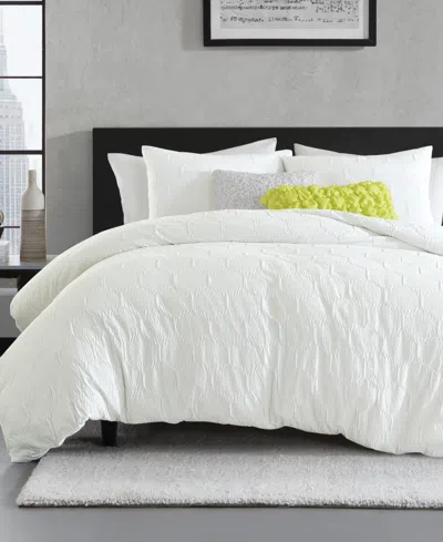 Dkny Modern Hexagon 3 Piece Duvet Cover Set, King In White