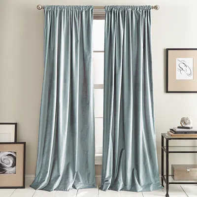 Dkny Modern Knotted Velvet 108 X 50 Window Panel, Pair In Aqua
