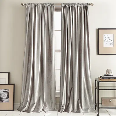 Dkny Modern Knotted Velvet 96 X 50 Window Panel, Pair In Silver