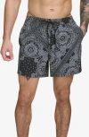Dkny Modern Paisley Swim Trunks In Bandana