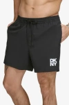Dkny Modern Paisley Swim Trunks In Black