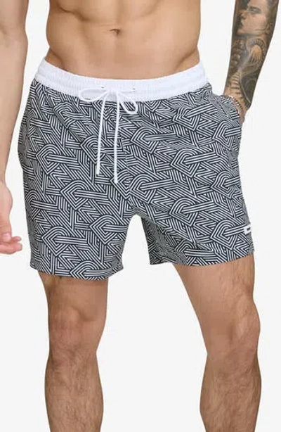 Dkny Modern Paisley Swim Trunks In Crosswalk