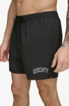 Dkny Modern Paisley Swim Trunks In Jet Black
