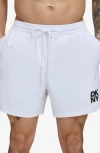 Dkny Modern Paisley Swim Trunks In White