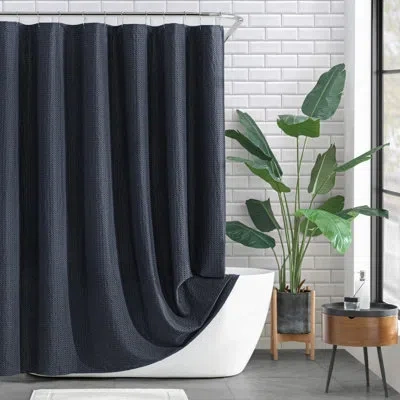Dkny Modern Waffle  Shower Curtain 72 X 72 Black