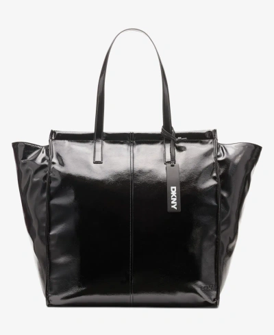 Dkny Mollie Large Tote Bag In Black,sliver
