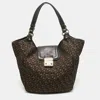 DKNY DKNY MONOGRAM JACQUARD FABRIC AND LEATHER TOTE