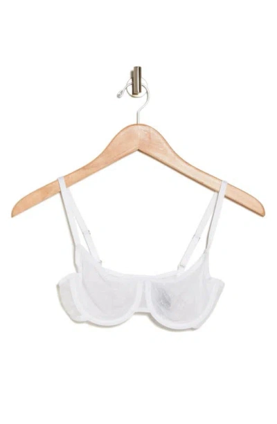 Dkny Monogram Mesh Underwire Unlined Demi Bra In White