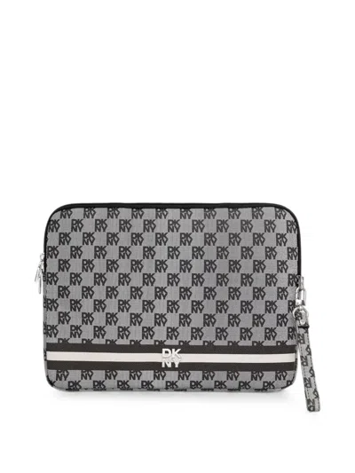 Dkny Monogram-print Logo-plaque Laptop Bag In Multi