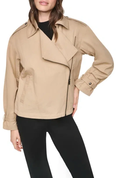 Dkny Morningside Moto Jacket In Brown