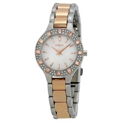 Dkny Mother Of Pearl Dial Two-tone Ladies Watch Ny8812 In Brown