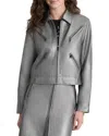 Dkny Faux Leather Moto Jacket In Gray