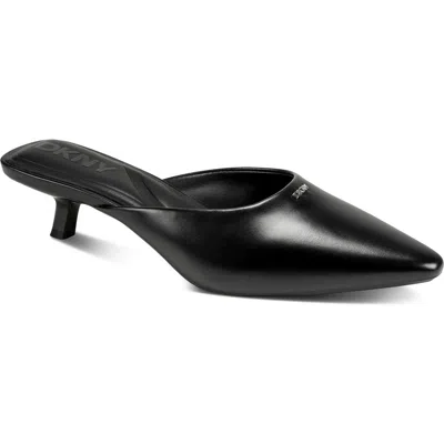 Dkny Nabil Pointed Toe Kitten Heel Mule In Black