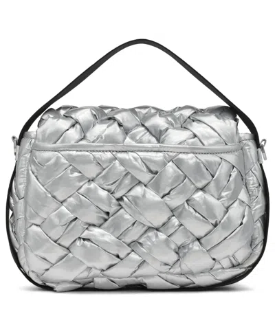 Dkny Nadia Small Quilted Flap Shoulder Bag In Silver