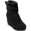 Dkny Nadra Womens Padded Insole Faux Fur Wedge Boots In Black