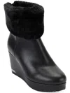Dkny Nadra Womens Padded Insole Faux Fur Wedge Boots In Black
