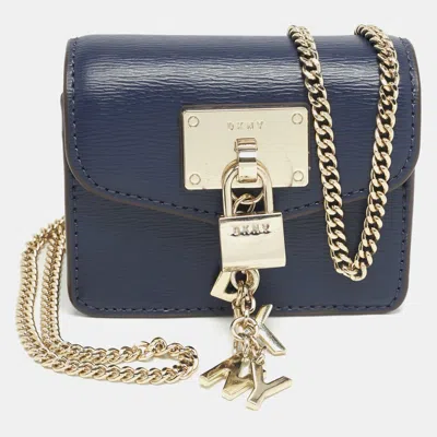Pre-owned Dkny Navy Blue Leather Elissa Micro Mini Bag