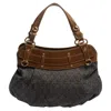 DKNY DKNY NAVY /BROWN MONOGRAM CANVAS AND LEATHER HOBO