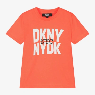 Dkny Neon Orange Cotton Jersey T-shirt