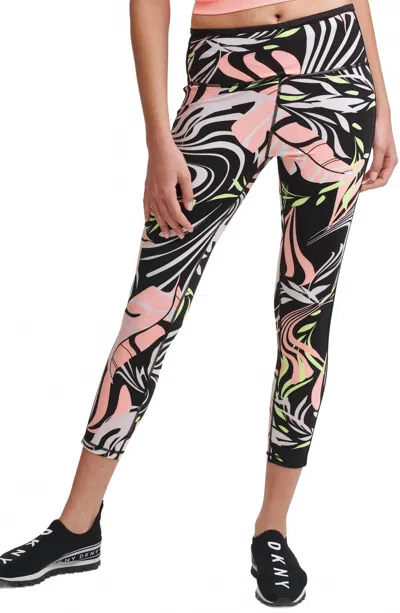 Dkny Neon Print Leggings In Atomic Dizzy Tropics In Multi