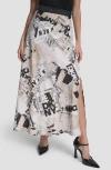 Dkny Printed Pull-on Newspaper Skirt In Neutral