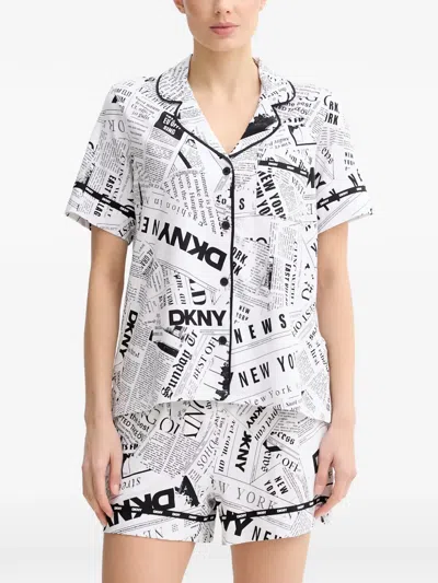Dkny Newspaper-print Pajamas In White