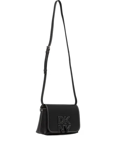 Dkny Nicole Logo-patch Crossbody Bag In Black