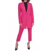Dkny Notched Collar One-button Longline Blazer In Wild Berry In Pink