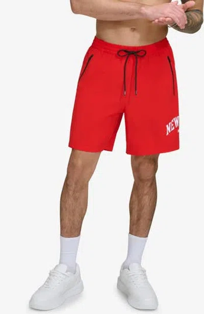 Dkny Ny Core Volley Swim Trunks In Red