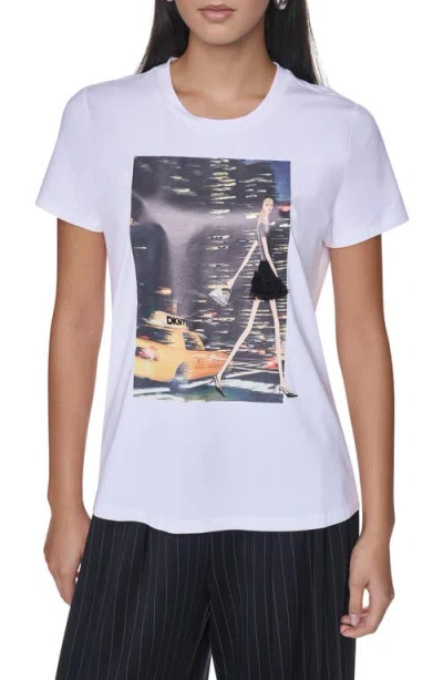 Dkny Nyc Nights Graphic T-shirt In White