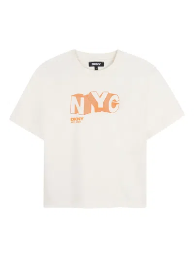 Dkny Kids' Nyc-print T-shirt In Neutral
