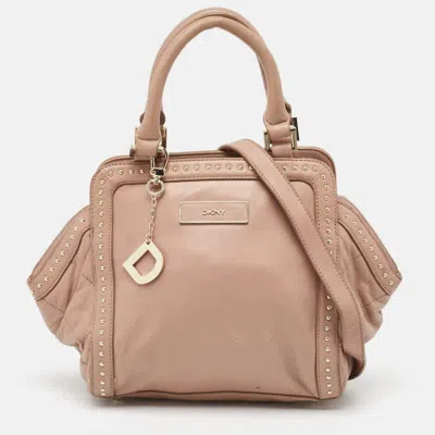 Dkny Old Rose Leather Studded Satchel In Pink