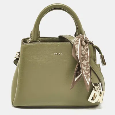 Pre-owned Dkny Olive Green Leather Paige Tote